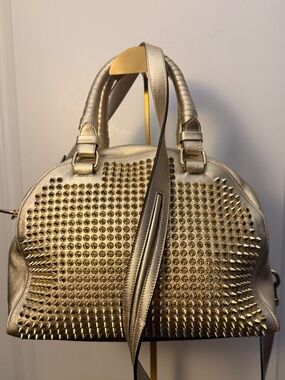 Christian Louboutin Metallic Gold Studded 2-Way Shoulder Bag